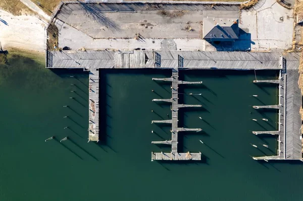 Una Vista Aérea Sobre Muelle Vacío Día Soleado Long Island — Foto de Stock