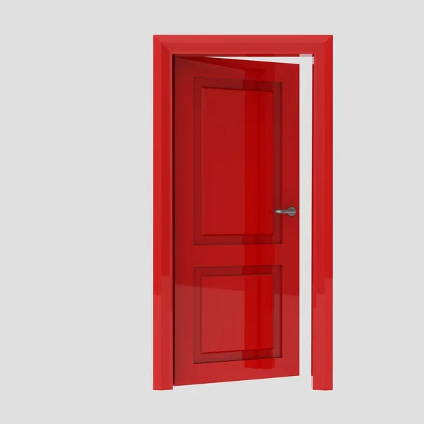 Czerwony Drewniane Drzwi Wewnętrzne Ilustracja Różne Otwarte Zamknięte Zestaw Izolowane — Zdjęcie stockowe