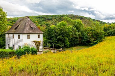 Almanya 'nın Thüringen kentindeki Bad Sulza parkının güzel bir manzarası.