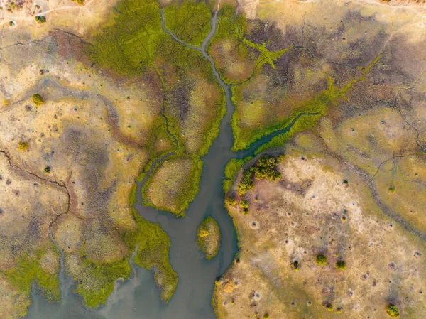 Вид Воздуха Реку Сухой Ландшафт — стоковое фото