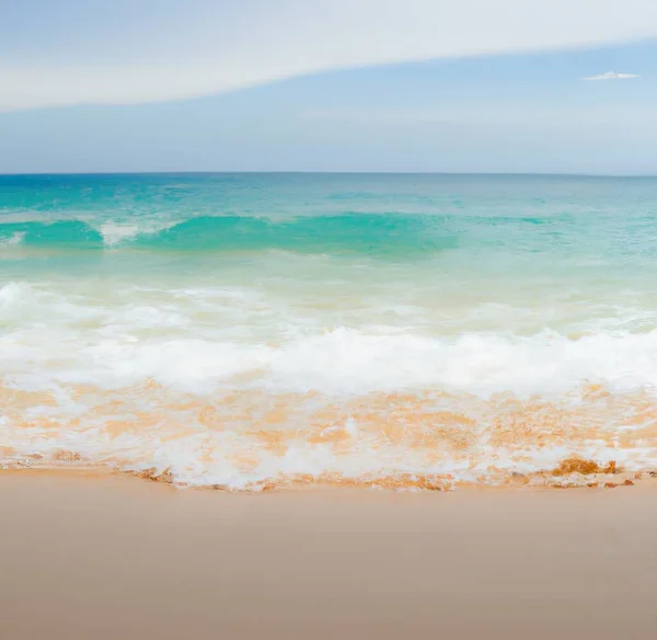 Μια Εικόνα Από Αφρώδη Λευκά Κύματα Στην Κίνηση Στην Παραλία — Φωτογραφία Αρχείου