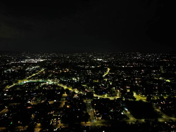 Eine Luftaufnahme Moderner Gebäude Bei Nacht Usa — Stockfoto