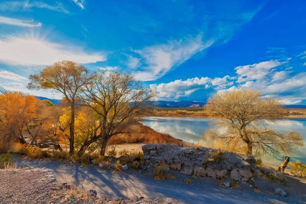 Uma Paisagem Deserto Com Plantas Selvagens Por Pahranagat Lake Nevada — Fotografia de Stock