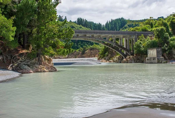 Eine Brücke Über Den Rakaia River Neuseeland Südinsel Frühling — Stockfoto