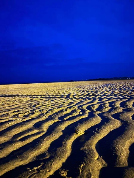 Eine Luftaufnahme Des Sandstrandes Der Nacht — Stockfoto