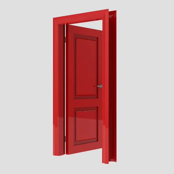 Red Wooden Interior Door Illustration Different Open Closed Set Isolated — Stock Photo, Image