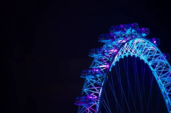 Eine Drohnenaufnahme Des Bunten Rades Des London Eye Bei Nacht — Stockfoto