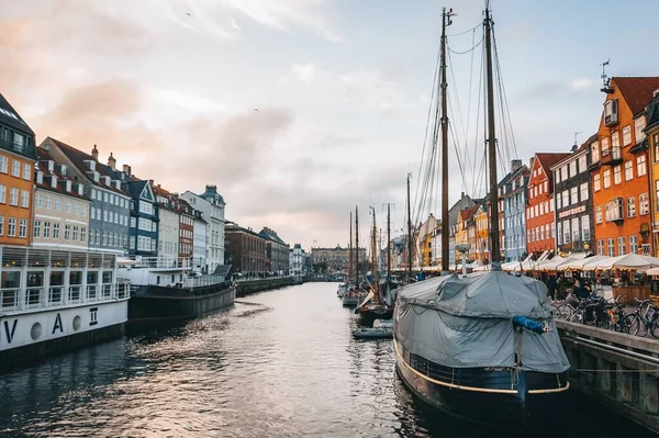 Der Blick Auf Das Berühmte Kanalviertel Kopenhagen Dänemark — Stockfoto