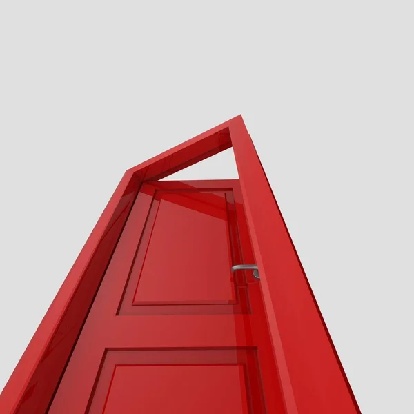 Vermelho Madeira Interior Porta Ilustração Diferente Aberto Fechado Conjunto Isolado — Fotografia de Stock