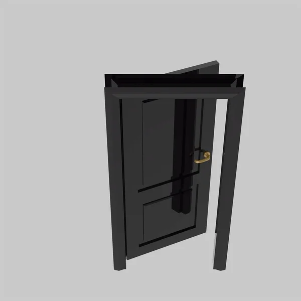Черный Деревянный Интерьер Набора Дверей Иллюстрация Различные Открытые Закрытые Изолированные — стоковое фото
