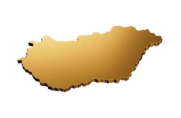 Beyaz Bir Arkaplanda Izole Edilmiş Altın Bir Macaristan Haritasının Boyutlu — Stok fotoğraf