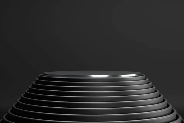 Image Abstract Black Table Layers Shiny Center Black Background — Stock Photo, Image