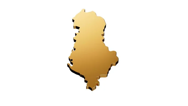 Uma Renderização Luxuoso Mapa Dourado Albânia Isolado Fundo Branco — Fotografia de Stock