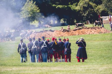 İç Savaş canlandırmasında askeri bir performans Jackson City, Michigan, ABD