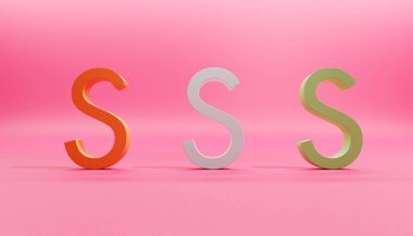 Pembe arka planda kırmızı, beyaz ve altın renkli üç S harfi var.