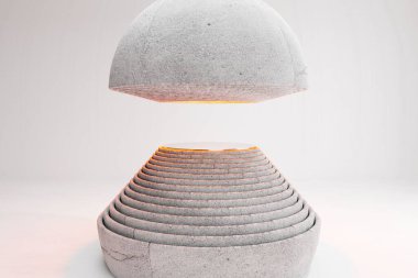 Katmanlı iki parlak kahverengi yuvarlak nesne ve gri arkaplanda sarı bir merkez..