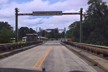 Ağaçlarla çevrili bir köprü manzarası.