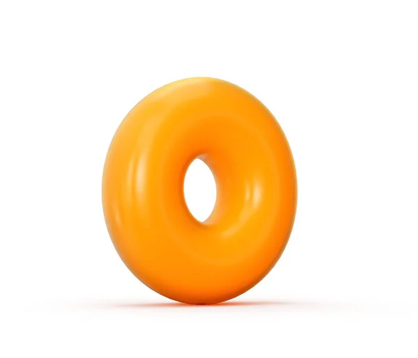 白色背景3D图形中孤立的橙色果冻数0的3D渲染 — 图库照片