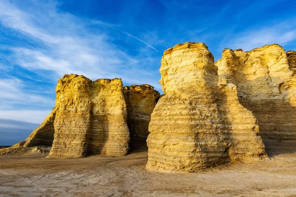 Eine Schöne Aufnahme Der Monument Rocks Kansas — Stockfoto