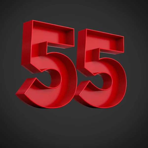 黒の背景に55番の赤いブロックの数字の3Dレンダリング — ストック写真