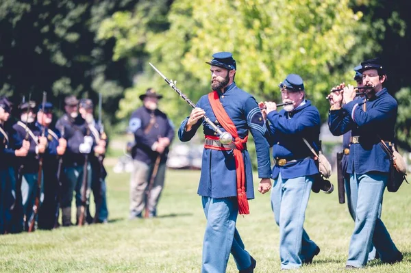 Military Performance Musical Show Civil War Reenactment Jackson City Michigan — Stock Photo, Image