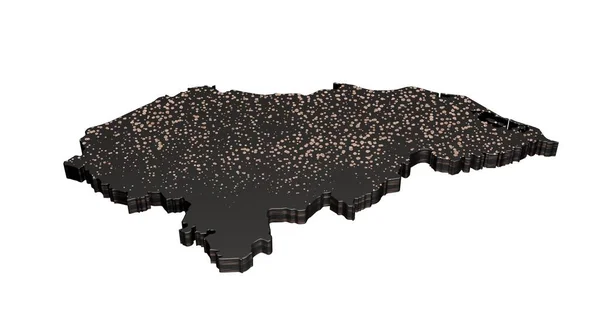 Render Metallic Black Honduras Shaped Map Isolated White Background — Stock Photo, Image