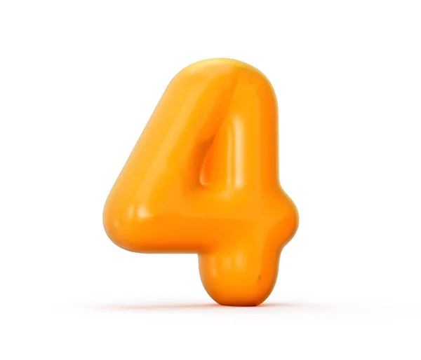 白色背景3D图形中分离的橙色果冻4号的3D渲染 — 图库照片
