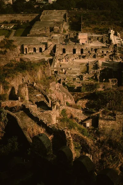 Ένα Κάθετο Πλάνο Της Παλιάς Ρωμαϊκής Πόλης Της Πομπηίας Στην — Φωτογραφία Αρχείου
