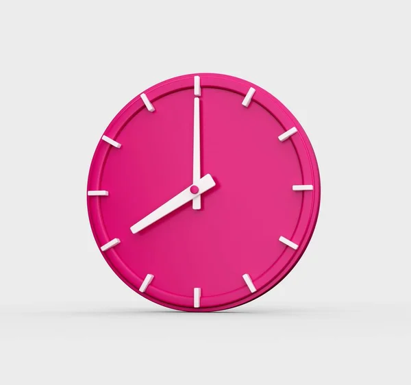 Uma Renderização Relógio Parede Rosa Mostrando Hora Horas Isolado Fundo — Fotografia de Stock