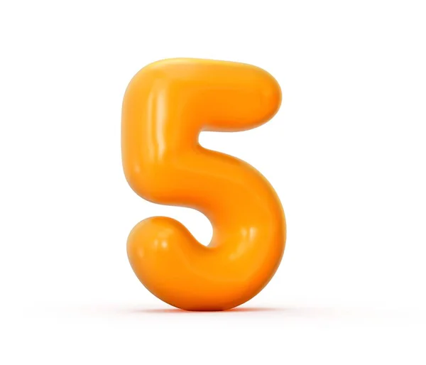 白い背景に孤立したオレンジゼリー番号5の3Dレンダリング3Dイラスト — ストック写真