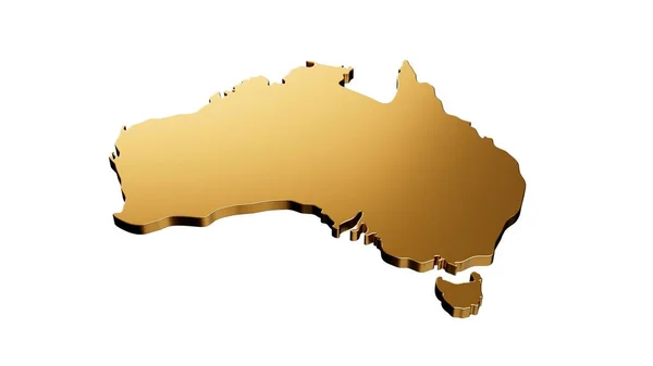 Зображення Розкішної Золотої Карти Австралії Ізольованої Білому Тлі — стокове фото