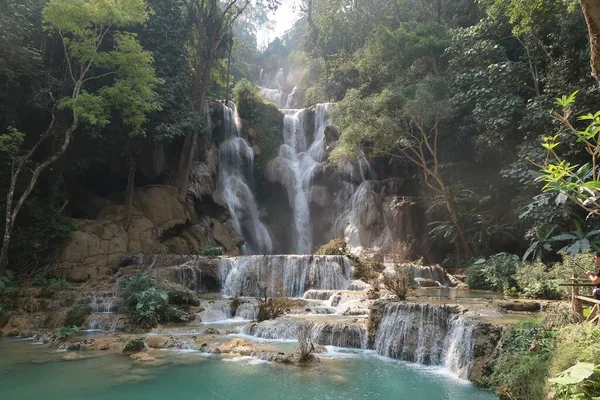 Vodopád Kuangských Vodopádů Laosu — Stock fotografie