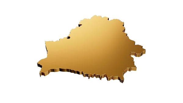 Beyaz Bir Arkaplanda Izole Edilmiş Altın Bir Belarus Haritasının Boyutlu — Stok fotoğraf