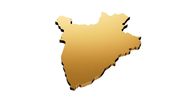 Rendering Luxurious Golden Burundi Map Isolated White Background — Stock Photo, Image