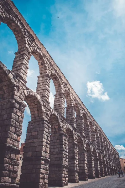 Вертикальний Знімок Муру Акведука Сеговії Іспанія — стокове фото