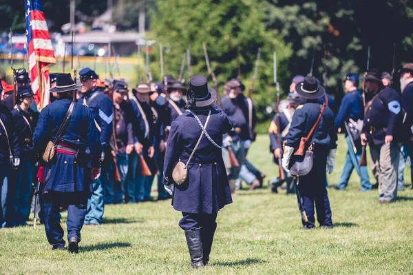 Civil War Reenactment Jackson Michigan Men Uniforms — Stock Photo, Image