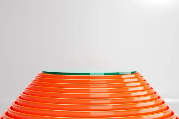 Μια Εικόνα Ενός Αφηρημένου Πορτοκαλί Ημι Στρογγυλό Τραπέζι Στρώματα Και — Φωτογραφία Αρχείου