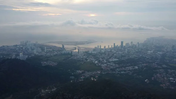 Вид Высоты Птичьего Полета Город Пенанг Малайзии Туманный День — стоковое фото