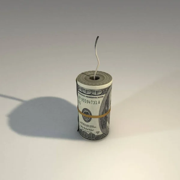 Eine Darstellung Von 100 Dollar Banknoten Zusammengerollt Mit Einem Gummiband — Stockfoto