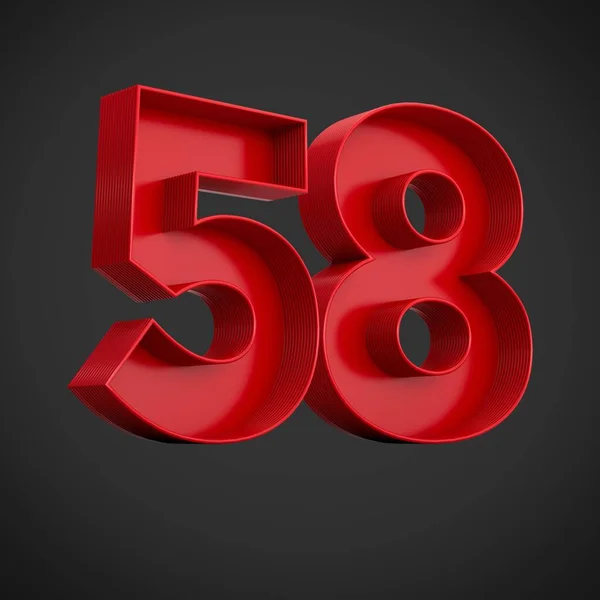 黒の背景に58番目の赤いブロックの数字の3Dレンダリング — ストック写真