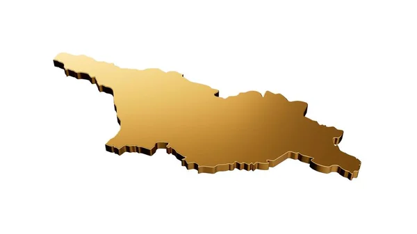 Gürcistan Şekilli Altın Rengi Bir Haritanın Beyaz Arka Planda Izole — Stok fotoğraf