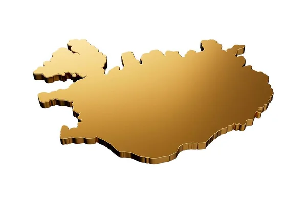 Beyaz Arkaplanda Izole Edilmiş Altın Bir Zlanda Haritasının Boyutlu Görüntüsü — Stok fotoğraf