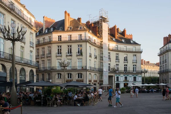 stock image A beautiful shot of historic buildings and people walking around in Nantes, France