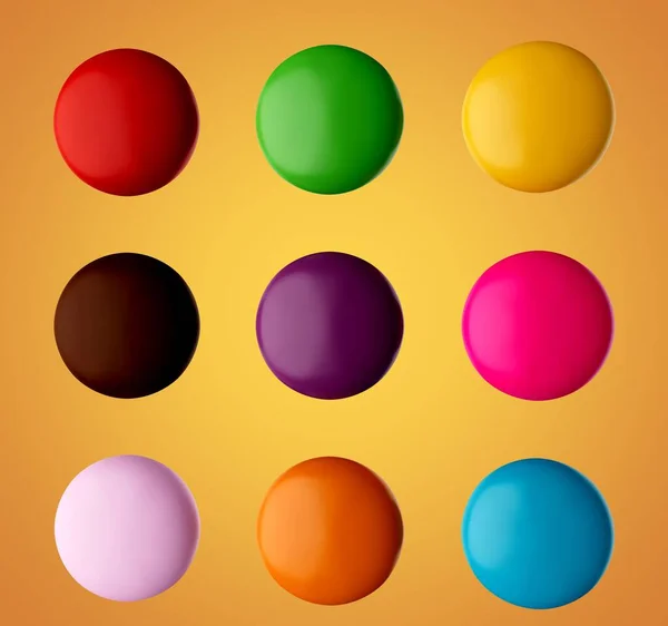 Una Ilustración Gemas Caramelo Colores Aislados Sobre Fondo Dorado — Foto de Stock