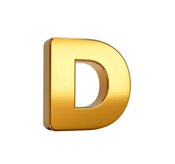 ホワイトを基調としたゴールドアルファベット大文字Dの3Dレンダリング — ストック写真