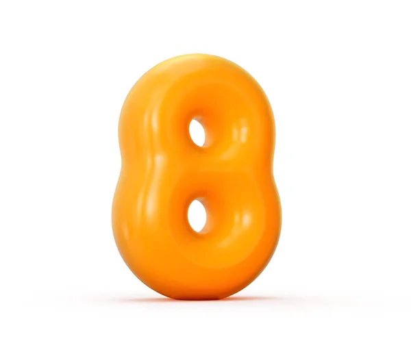 Render Orange Jelly Number Isolated White Background Illustration — Stock Photo, Image