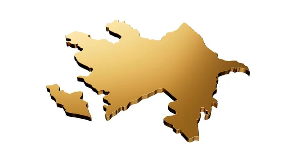 Beyaz Arka Planda Izole Edilmiş Altın Bir Azerbaycan Haritasının Görüntüsü — Stok fotoğraf