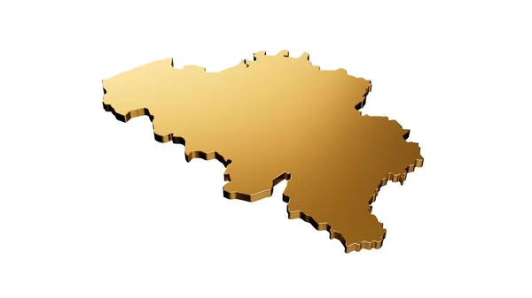 Beyaz Arka Planda Izole Edilmiş Lüks Bir Altın Belçika Haritasının — Stok fotoğraf