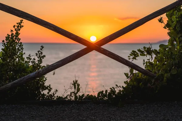 Dramatisk Solnedgång Utsikt Över Palinuro Stranden Italien — Stockfoto