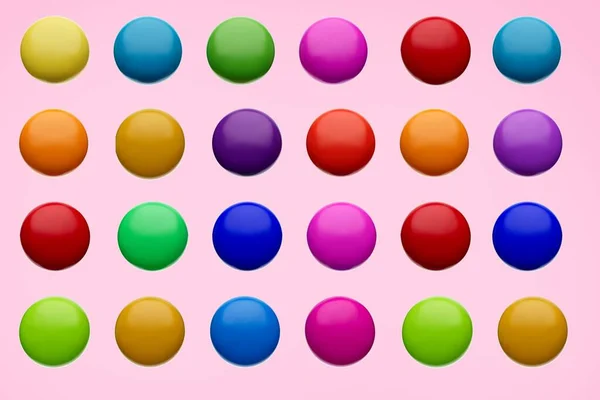 ピンクを基調にしたカラフルなキャンディジュエリーの立体イラスト — ストック写真